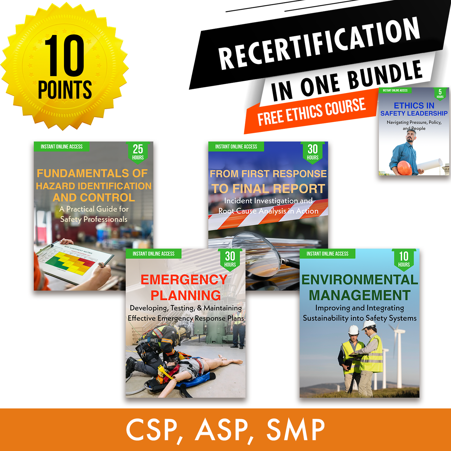 BCSP Bundle 2: Recertification Package - Required Safety Continuing Education Hours in One Package, 10 Points