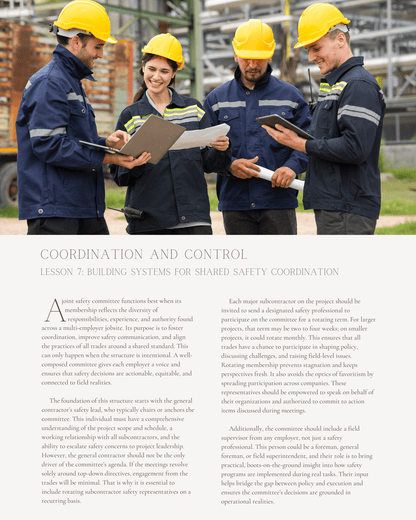 Coordination and Control: Contractor Safety Oversight and Multi-Employer Worksite Management Systems - Safety Professionals Continuing Education, 40 Hours AllSafetyCE Points