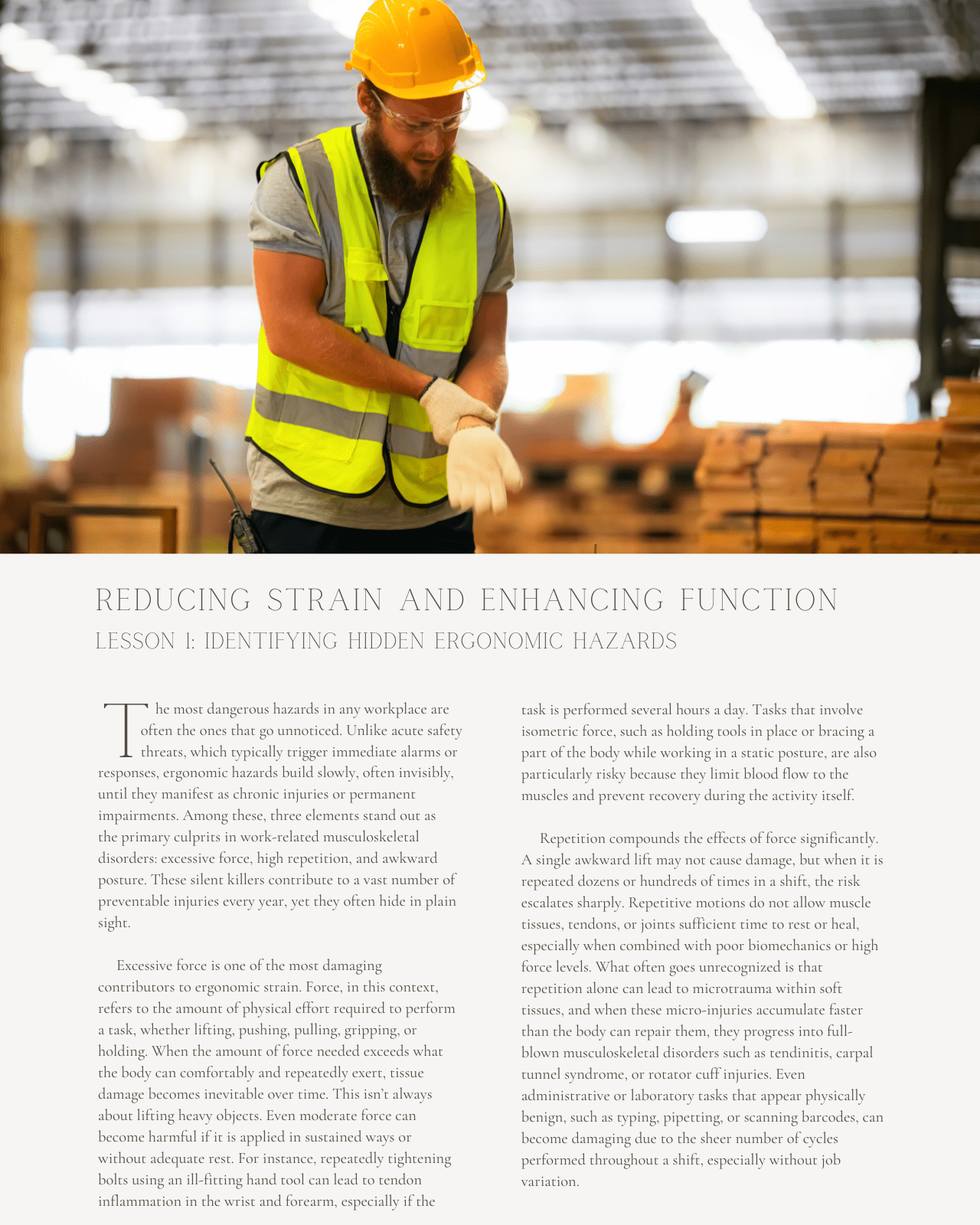 Reducing Strain and Enhancing Function: Building a High-Impact Ergonomics Plan - Safety Professionals Continuing Education, 10 Hours AllSafetyCE Points