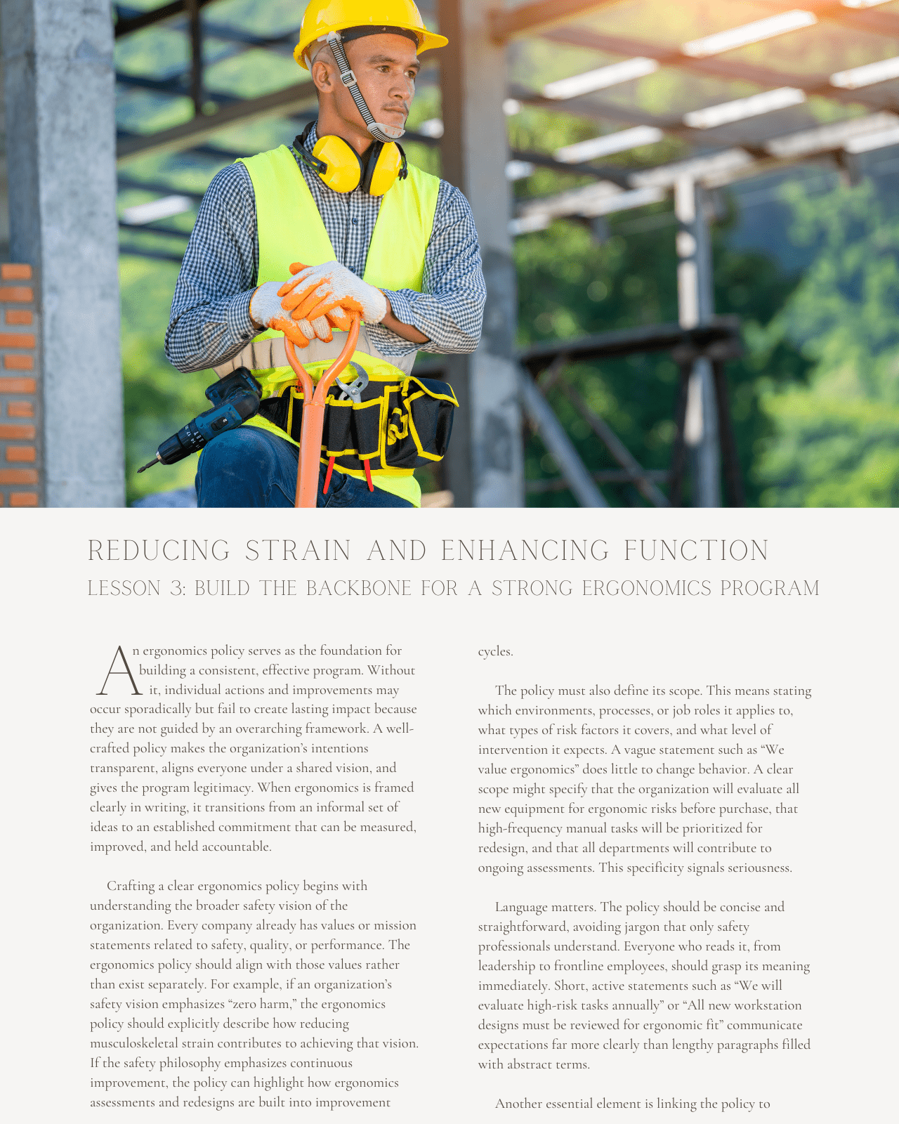 Reducing Strain and Enhancing Function: Building a High-Impact Ergonomics Plan - Safety Professionals Continuing Education, 10 Hours AllSafetyCE Points