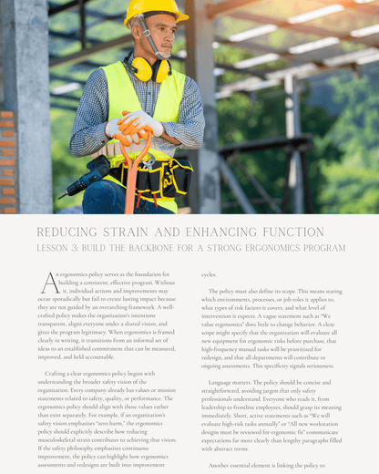 Reducing Strain and Enhancing Function: Building a High-Impact Ergonomics Plan - Safety Professionals Continuing Education, 10 Hours AllSafetyCE Points
