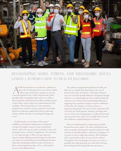 Occupational Health Hazards & Basic Industrial Hygiene: Recognizing Noise, Stress, and Ergonomic Issues - Safety Professionals Continuing Education, 25 Hours AllSafetyCE Points