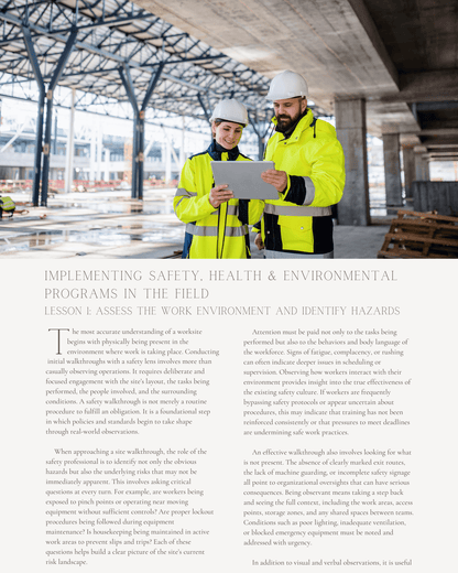 Plan to Practice: Implementing Safety, Health and Environmental Programs in the Field - Safety Professionals Continuing Education, 25 Hours AllSafetyCE Points