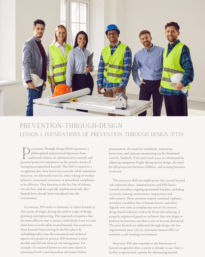 Prevention-Through-Design: Advanced Application of Safety Principles & Hazard Control Analysis - Safety Professionals Continuing Education, 40 Hours AllSafetyCE Points