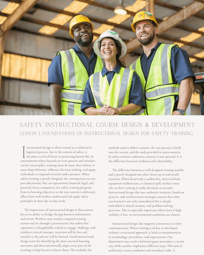 Training for Impact: Safety Instructional Course Design and Development - Safety Professionals Continuing Education, 30 Hours AllSafetyCE Points