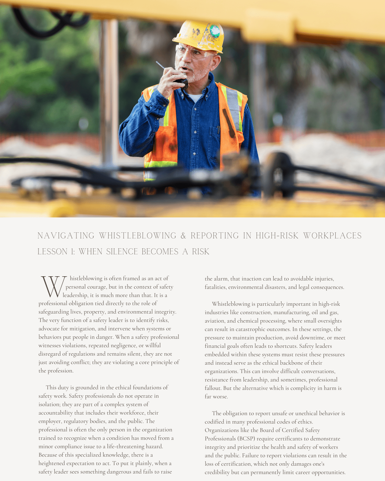 Ethics for the Safety Professional: Navigating Whistleblowing and Reporting in High-Risk Workplaces - Safety Professionals Continuing Education, Ethics, 5 Hours AllSafetyCE Points